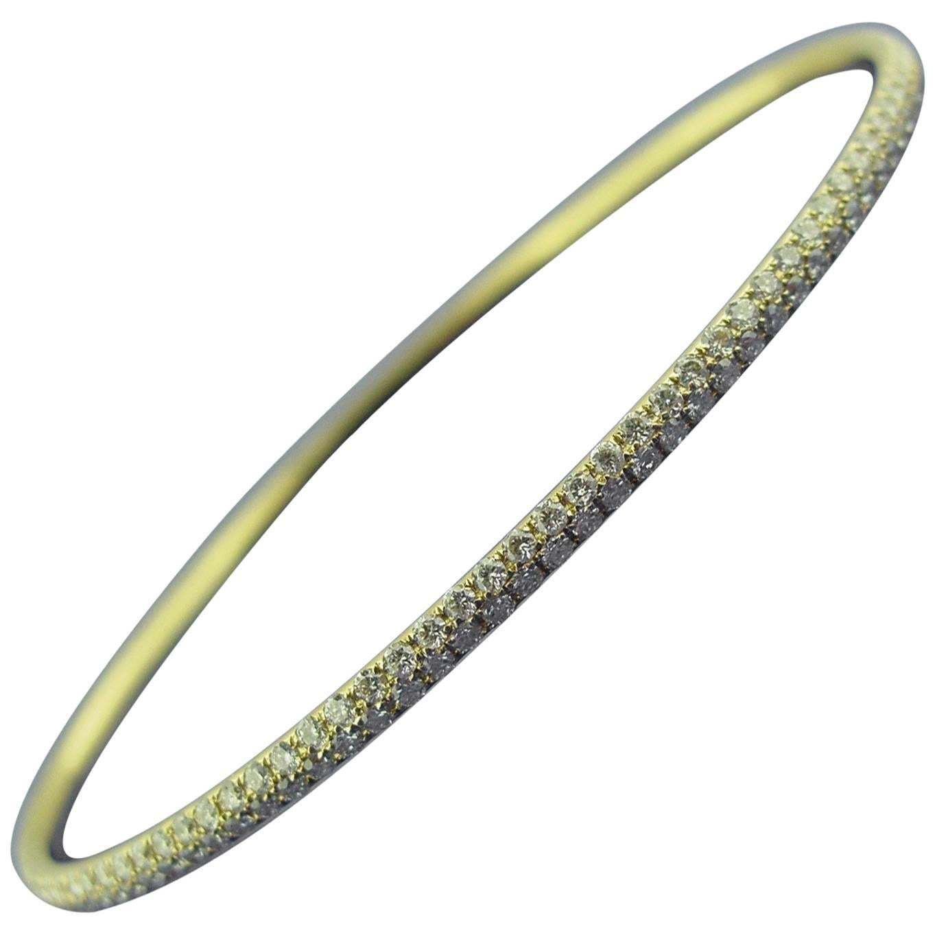 Pave Diamond Gold Bangle Bracelet For Sale