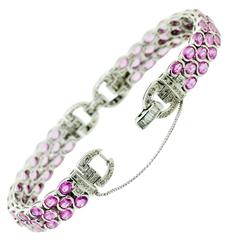 Pink Sapphire & Diamond White Gold Bracelet 1