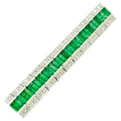 Emerald Diamond & White Gold Bracelet 3