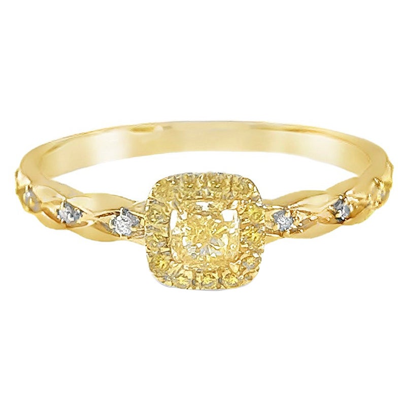 18K Yellow Gold Fancy Yellow Diamond Minimalist design Engagement Ring
