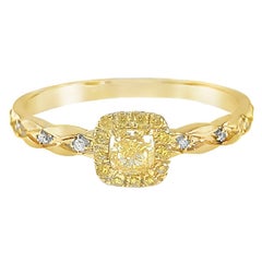 18K Yellow Gold Fancy Yellow Diamond Minimalist design Engagement Ring
