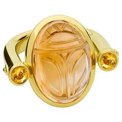 Colleen B. Rosenblat Citrine Sapphire Gold Scarab Ring