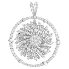 Collier pendentif floral en or blanc 14 carats avec diamants de 1,06 carat de pureté SI de couleur hi-colore