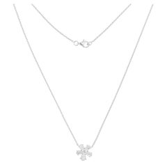 1,12 Carati SI Chiarezza HI Colore Diamante Fiore Collana in Oro Bianco 14 Carati