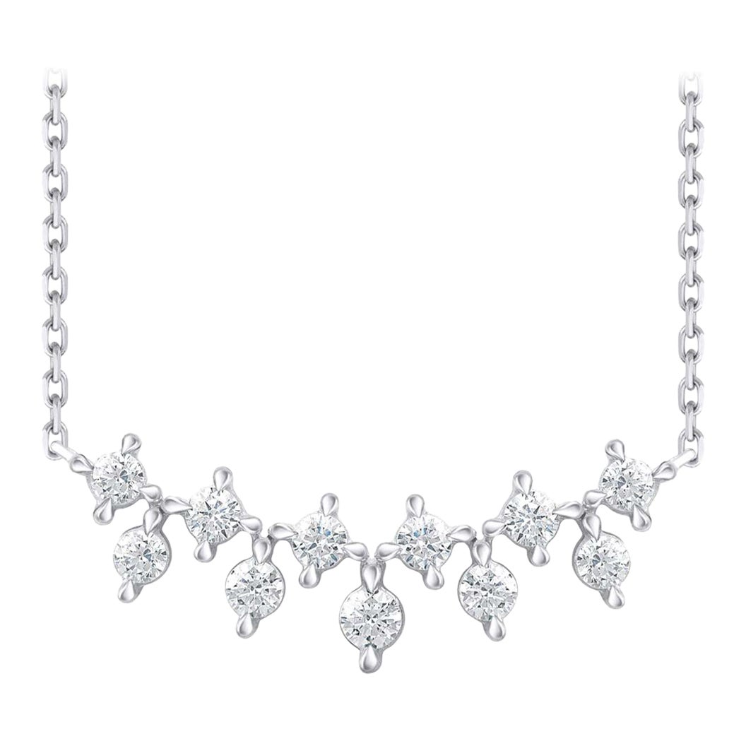 TJD 1.0 Carat Diamond 18 Karat White Gold Charm Necklace with 18 inch chain