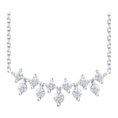 TJD Collana con charme in oro bianco 18 carati con diamante da 1,0 carati e catena da 18 pollici
