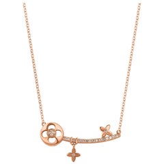 TJD 0,15 Karat Diamant 18 KT Rose Gold Flowery Schlüssel Halskette mit 18 Zoll Kette