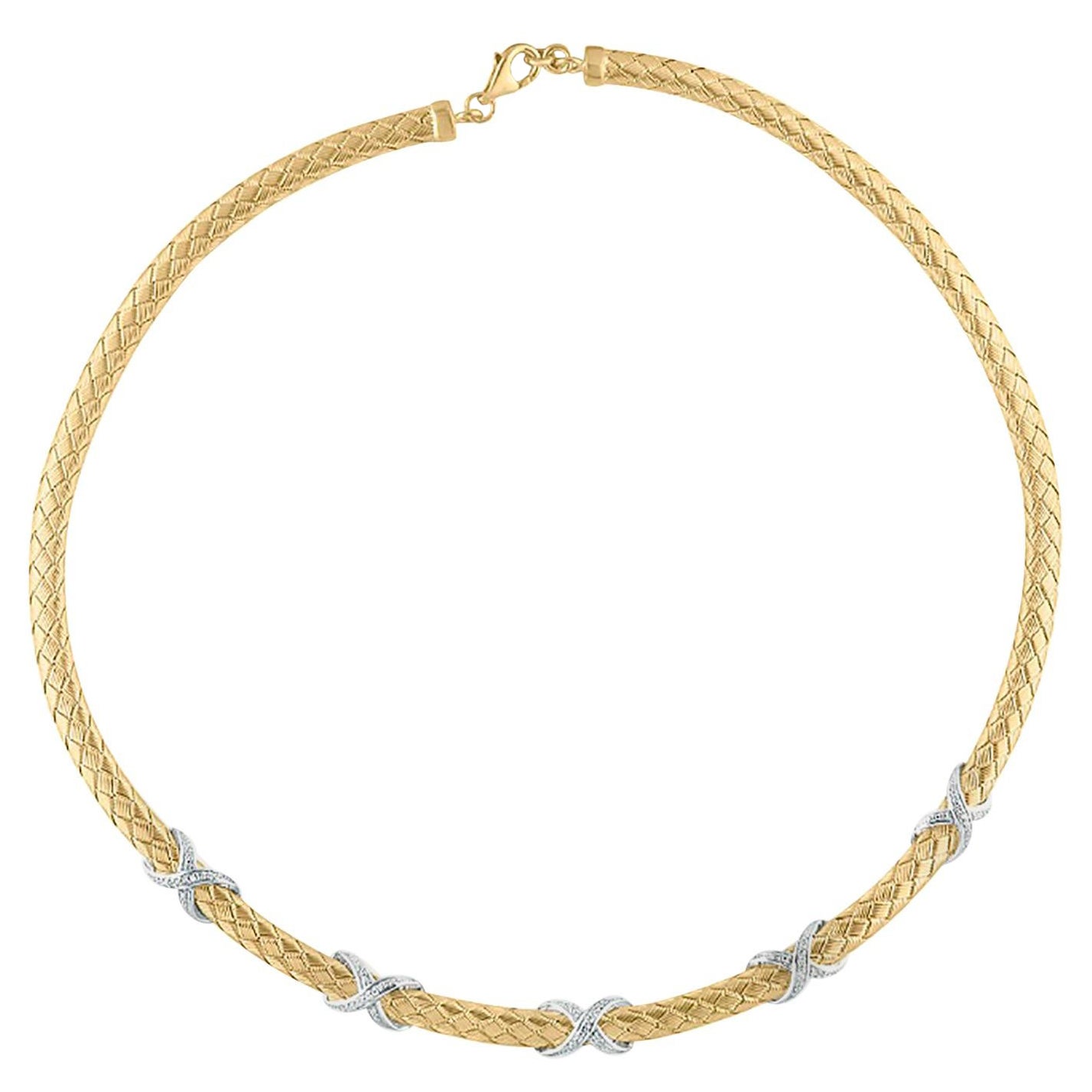 TJD Collier italien en or jaune 14 carats avec diamants de 0,25 carat en vente