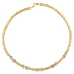 TJD 0.25 Carat Diamond 14 Karat Yellow Gold Italian Infinity Mesh Necklace