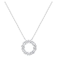 TJD Collar Colgante Eternidad Diamante Natural 0,50 Quilates Oro Blanco 14 Kilates