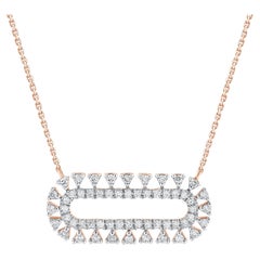 TJD Collar de barra horizontal de diamantes talla brillante de 0,50 quilates y oro rosa de 14 quilates