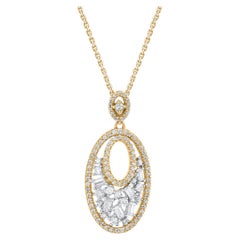 TJD 0.50 Carat Natural Diamond 14 Karat Yellow Gold Oval Drop Pendant Necklace