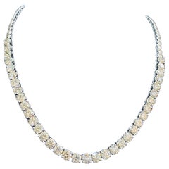 IGI Certified 20.00 Ct  Graduation  Natural Diamonds Gold Tennis Necklace