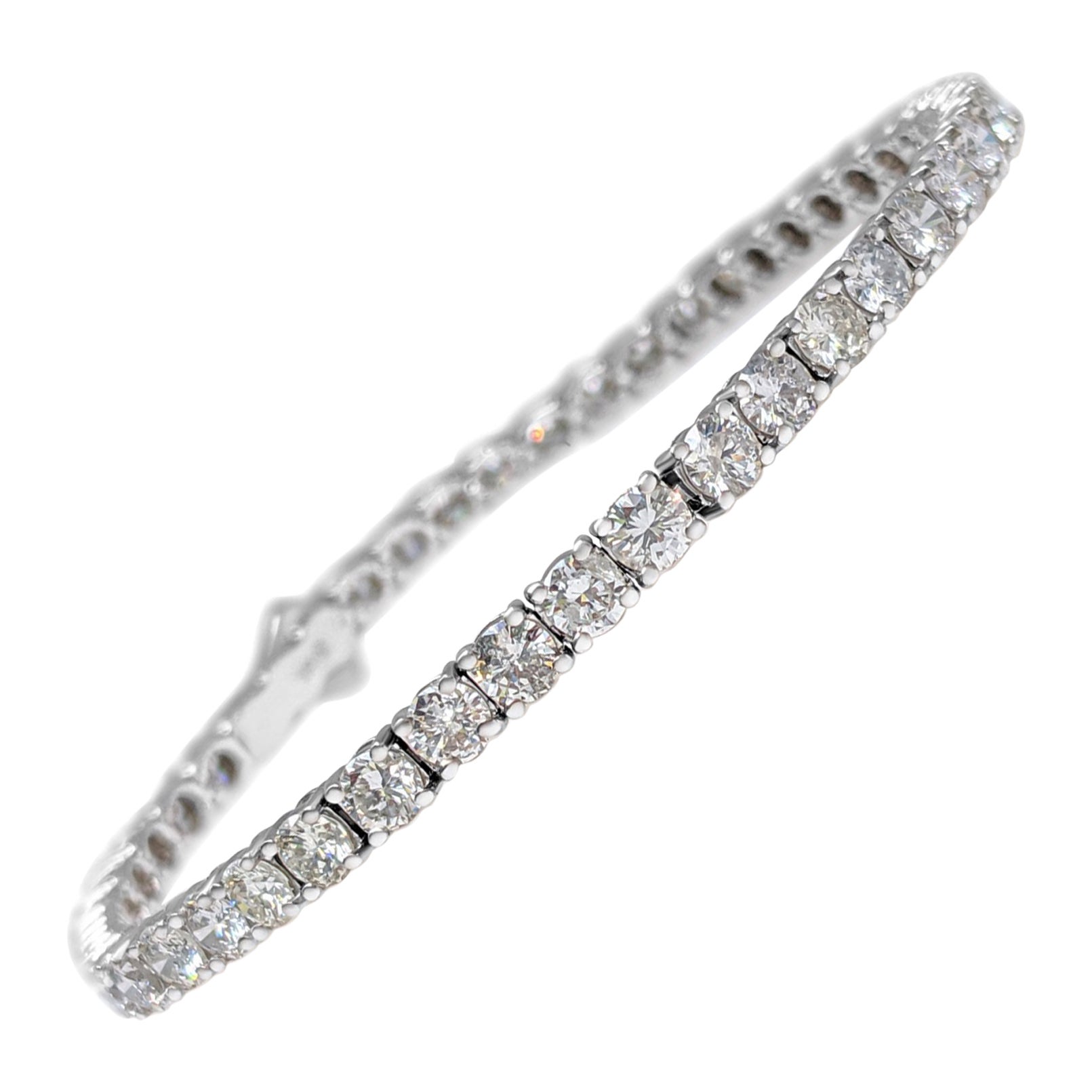 NESSUNA RISERVA!  -  Bracciale Tennis con diamanti 7.72Ct F-H in oro bianco 14K