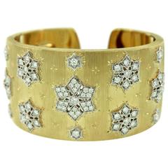 Mario Buccellati Iconic Diamond Gold Snowflake Cuff