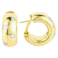 TIFFANY & Co. Etoile 18K Gold .35ct Diamond Hoop Earrings