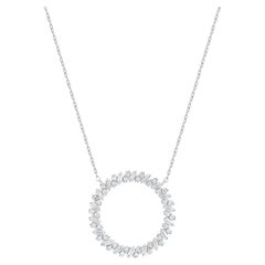 TJD Ciondolo a eternità con diamante rotondo e taglio baguette da 0,50 carati in oro bianco 14KT