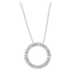 TJD 0,25 Karat runder & Baguette-Diamant 14K Weißgold Offener Kreis-Anhänger