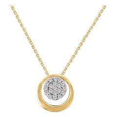 TJD Collar Colgante Círculo Oro Amarillo 14KT 0.15 Quilates Diamante Corte Brillante