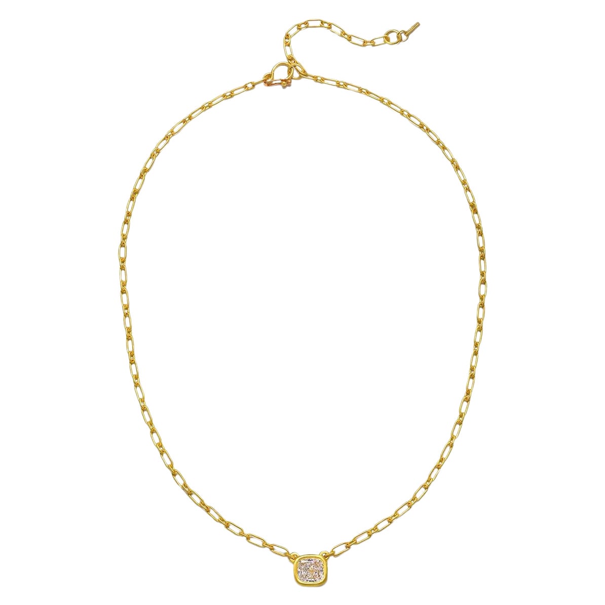 Faye Kim 18 Karat Gold Cushion Diamond Bezel Necklace