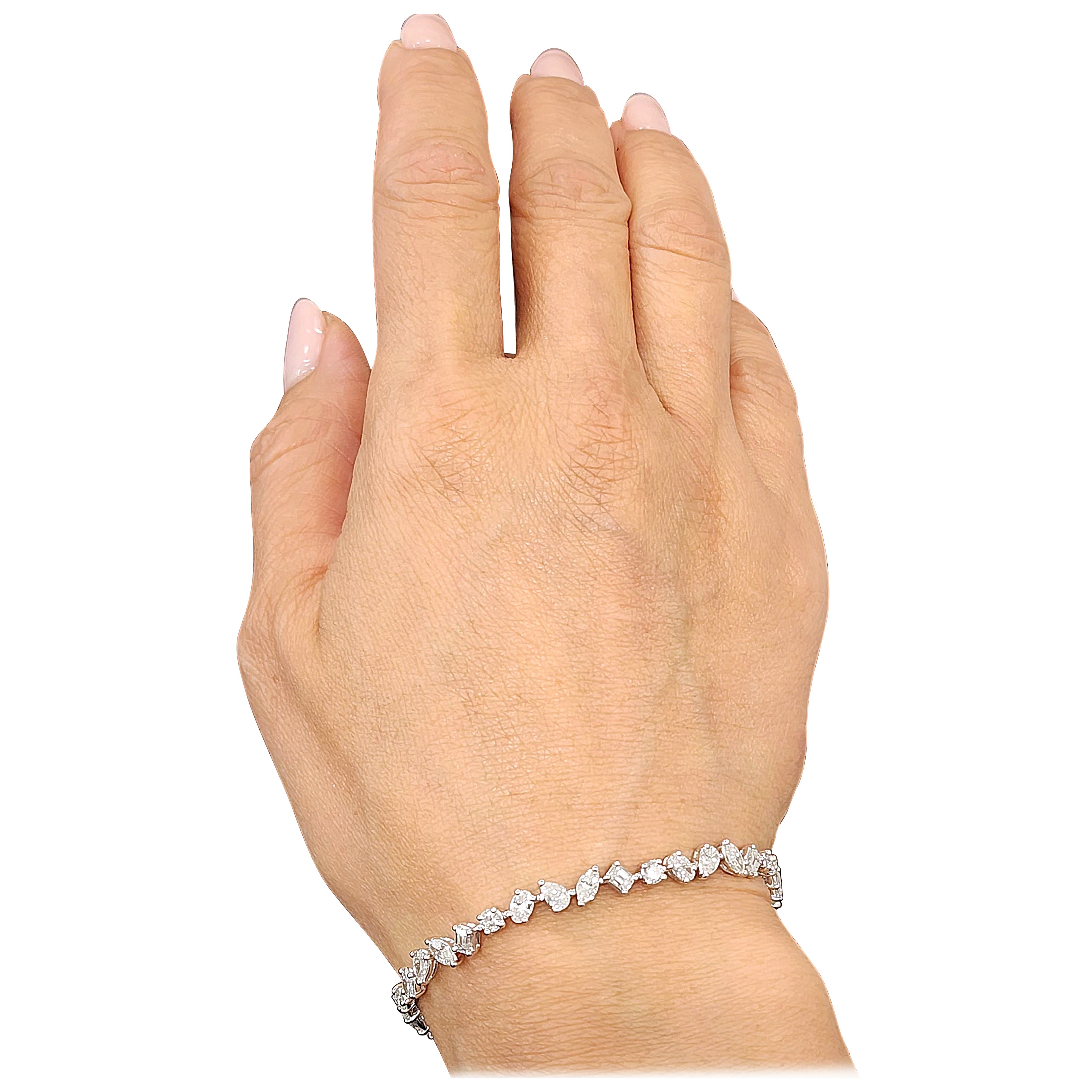 5.26 ct Bracelet de tennis avec diamant de forme mixte