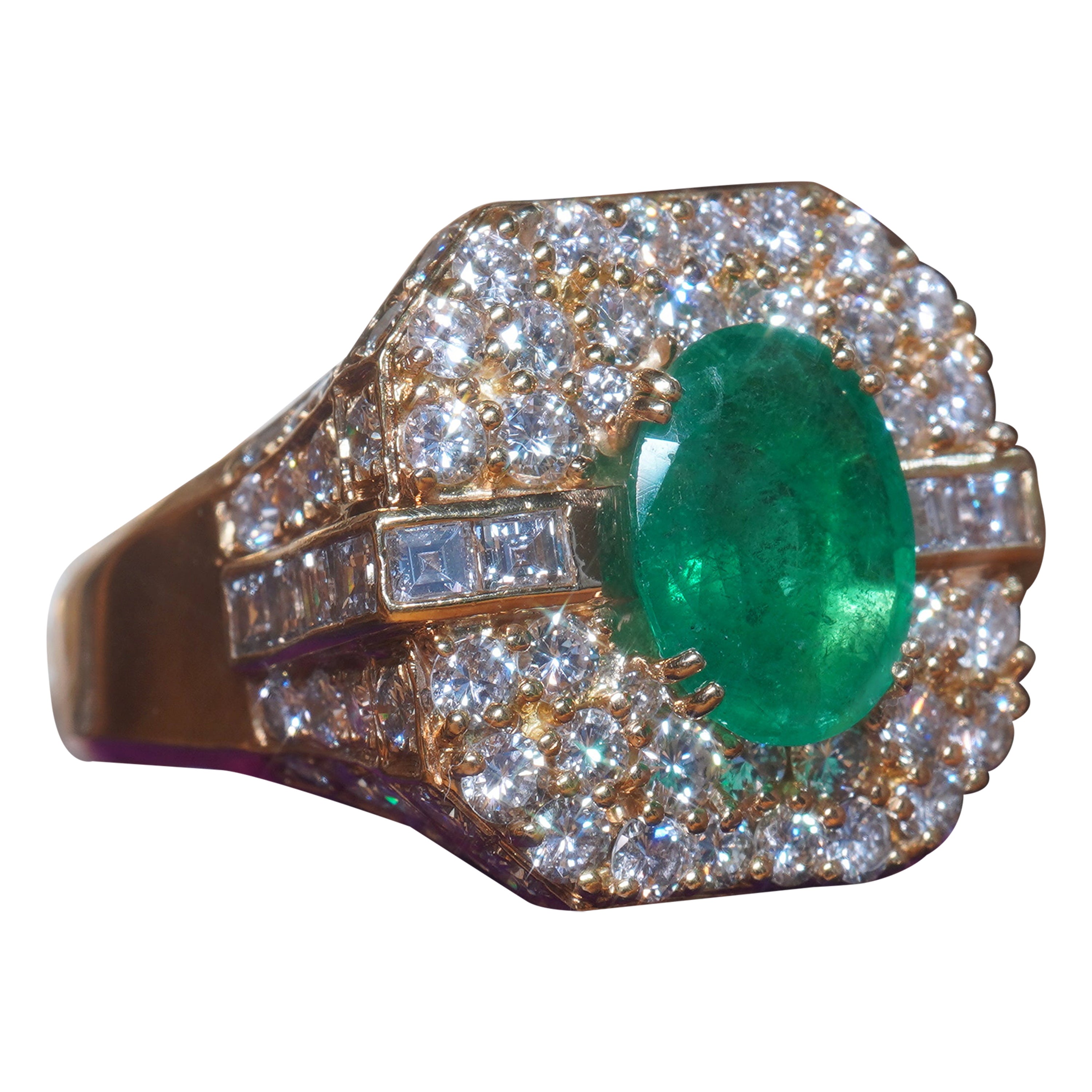 GIA Anillo Diamante Esmeralda Vintage 18K Certificado Natural Fino VS ¡Enorme 7,54 Quilates!
