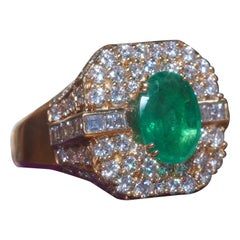 Anello con diamante smeraldo Vintage 18K Certificato Nature Fine VS Enorme 7,54 Carati!