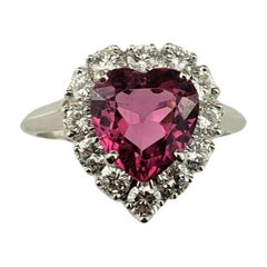 Platinum Pink Tourmaline & Diamond Heart Shaped Ring Size 5.75 #17331