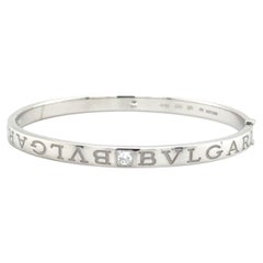 Bvlgari Bracelet jonc Bvlgari en or blanc 18 carats avec 2 diamants, taille M