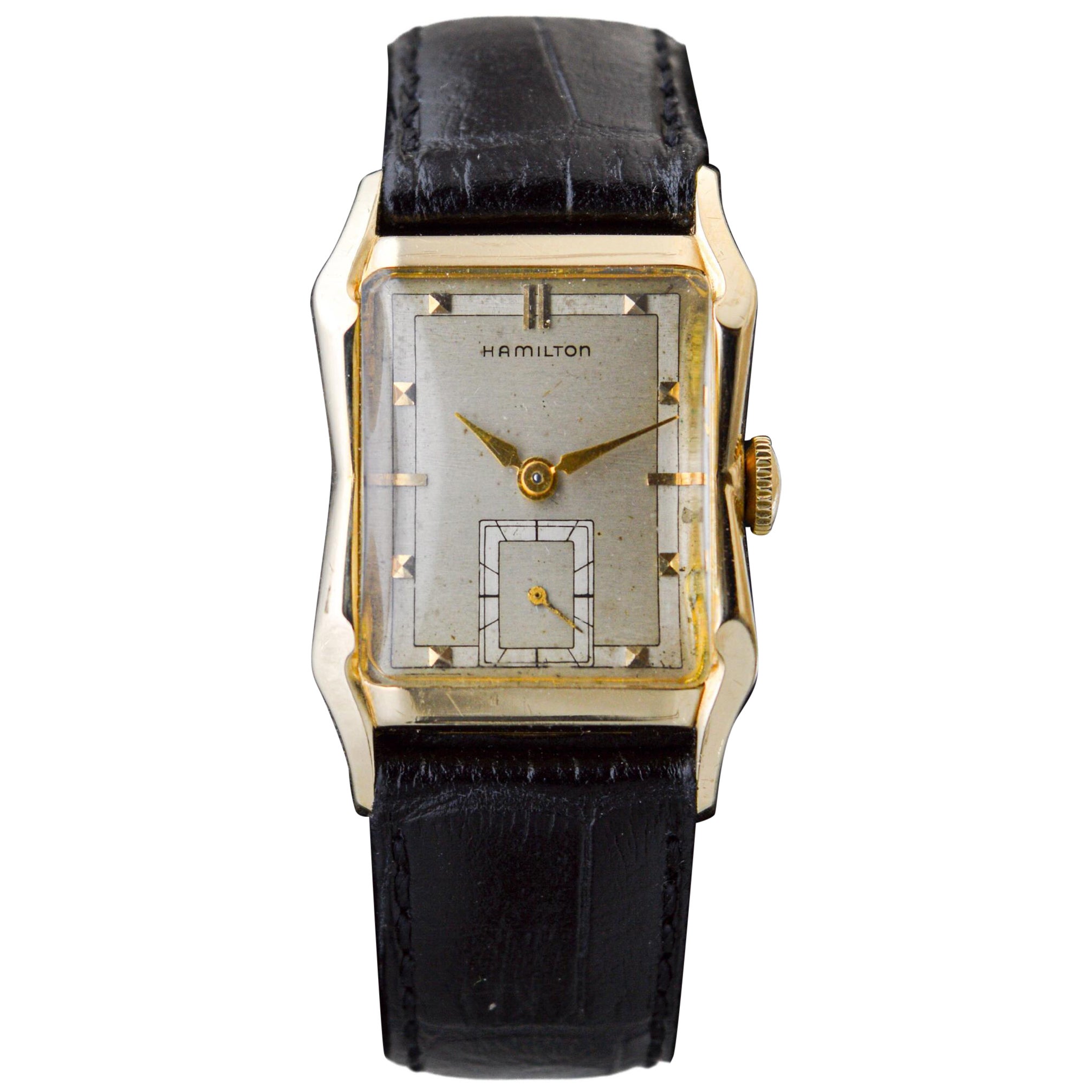 Hamilton Yellow Gold Filled Art Deco Tank Style with Original Dial from 1940's