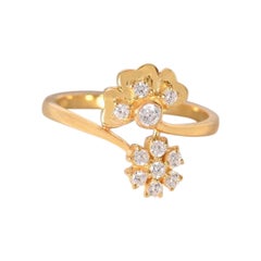 Moissanite Ring For Her Double Flower Shaped 925 Sterling Silver Promise Ring .