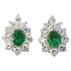 Emerald Platinum Earrings