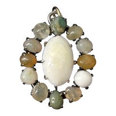 Ciondolo opale vittoriano Collana Lavalier Argento Raro Antico