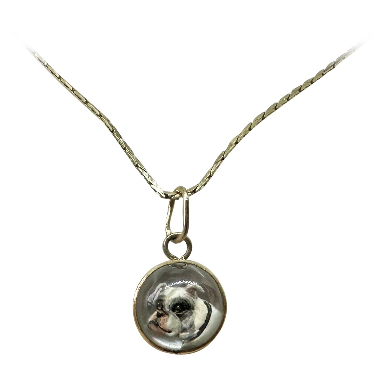 Victorian Bulldog Perro Colgante Essex Cristal 14 Kilates Oro Collar Bulldog