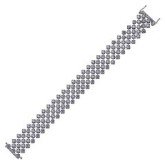 Bracelet de mode à plusieurs rangs en or blanc 14 carats avec diamants ronds de 10 carats TJD