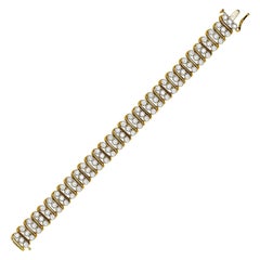TJD Bracelet tennis en or jaune 14KT avec 5.0 carats de diamants ronds, style Cascade "S".