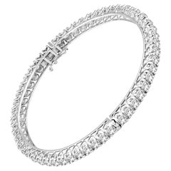 TJD Brazalete con bisagra de diamante redondo de 10,80 quilates y oro blanco de 18 quilates Classis Full Eternity