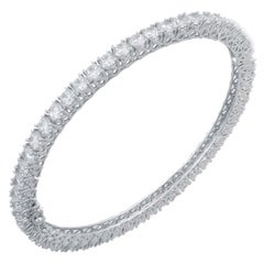 TJD Brazalete con bisagra de diamante redondo de 10,80 quilates y oro blanco de 18 quilates Classis Full Eternity