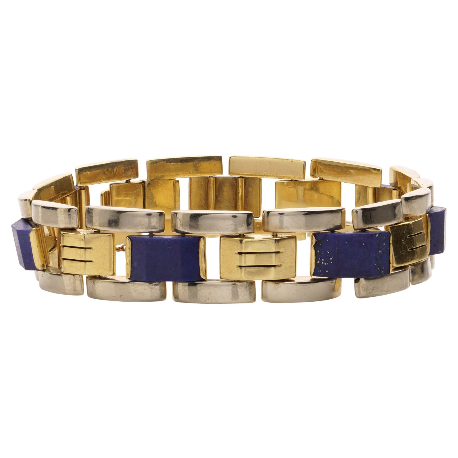 18KT Gold and Lapis Lazuli Link Bracelet