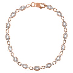 Bracelet à maillons ovales en or rose 18 carats avec diamants de 0,44 carat TJD