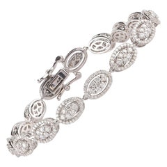 TJD 4.0 Carat Diamond 18 Karat White Gold Oval Shape Sparkling Bracelet