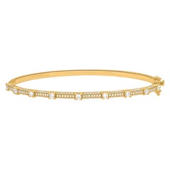TJD 0,75 Karat natürlicher runder Diamant-Armreif aus 14 Karat Gelbgold