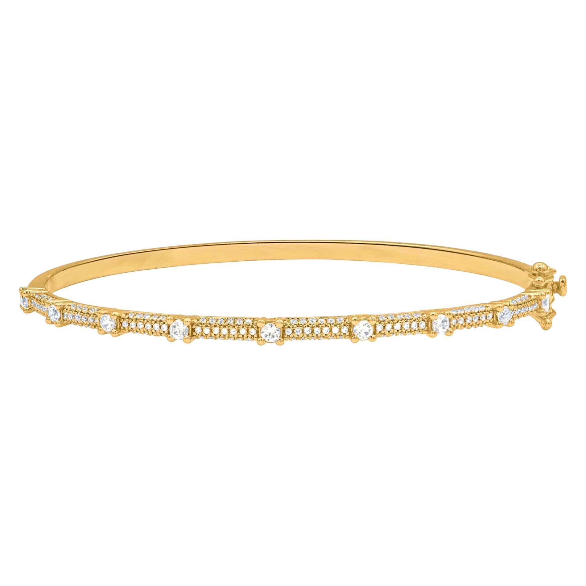 TJD 0,75 Karat natürlicher runder Diamant-Armreif aus 18 Karat Gelbgold