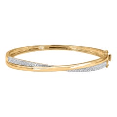 TJD 1/2 Karat Rundschliff Diamant Criss Cross Armreif Armband aus 18KT Gelbgold