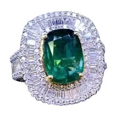 AIG Certified 4.40 Ct Natural Diamonds 2.35 Ct Diamonds 18K Gold Ring