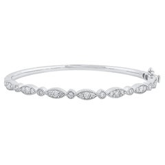 TJD Brazalete de diamantes talla brillante de 1,25 quilates en oro blanco de 18 quilates