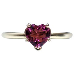 Vintage Classic Pink Tourmaline Gold Heart Ring 