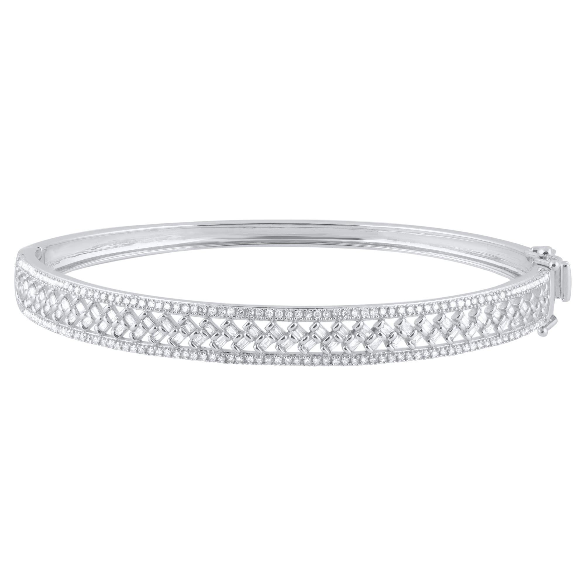 TJD 1,0 Karat Baguette-Diamant-Armreif aus 18 KT Weißgold