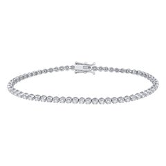 TJD 1.50 Carat Natural Brilliant Cut Diamond 14 Karat White Gold Tennis Bracelet
