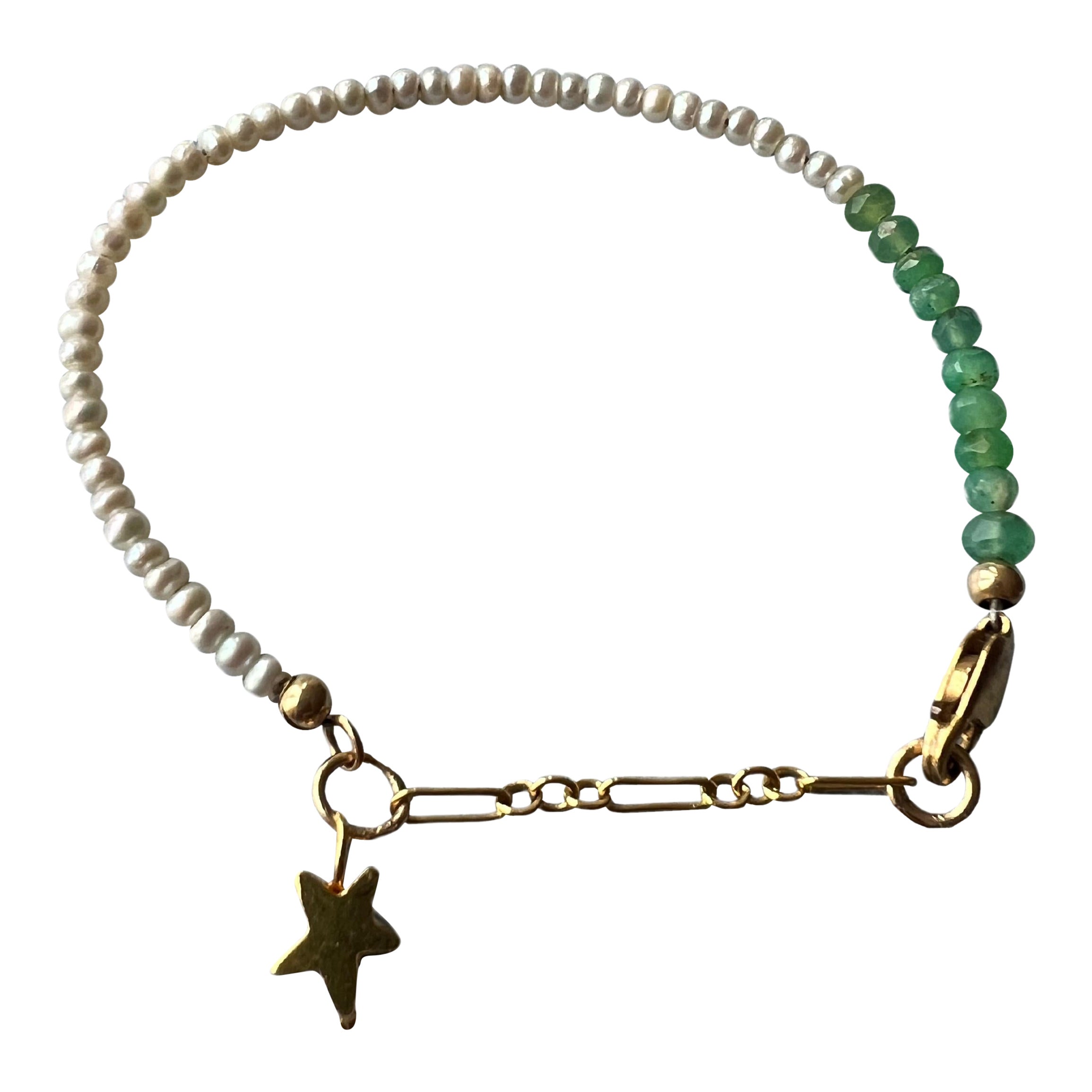 White Pearl Bracelet Star Chrysoprase Gold Filled J Dauphin